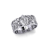 Celtic Silver Spiral Band Ring with Marquise Gemstone TRI1914 - Jewelry