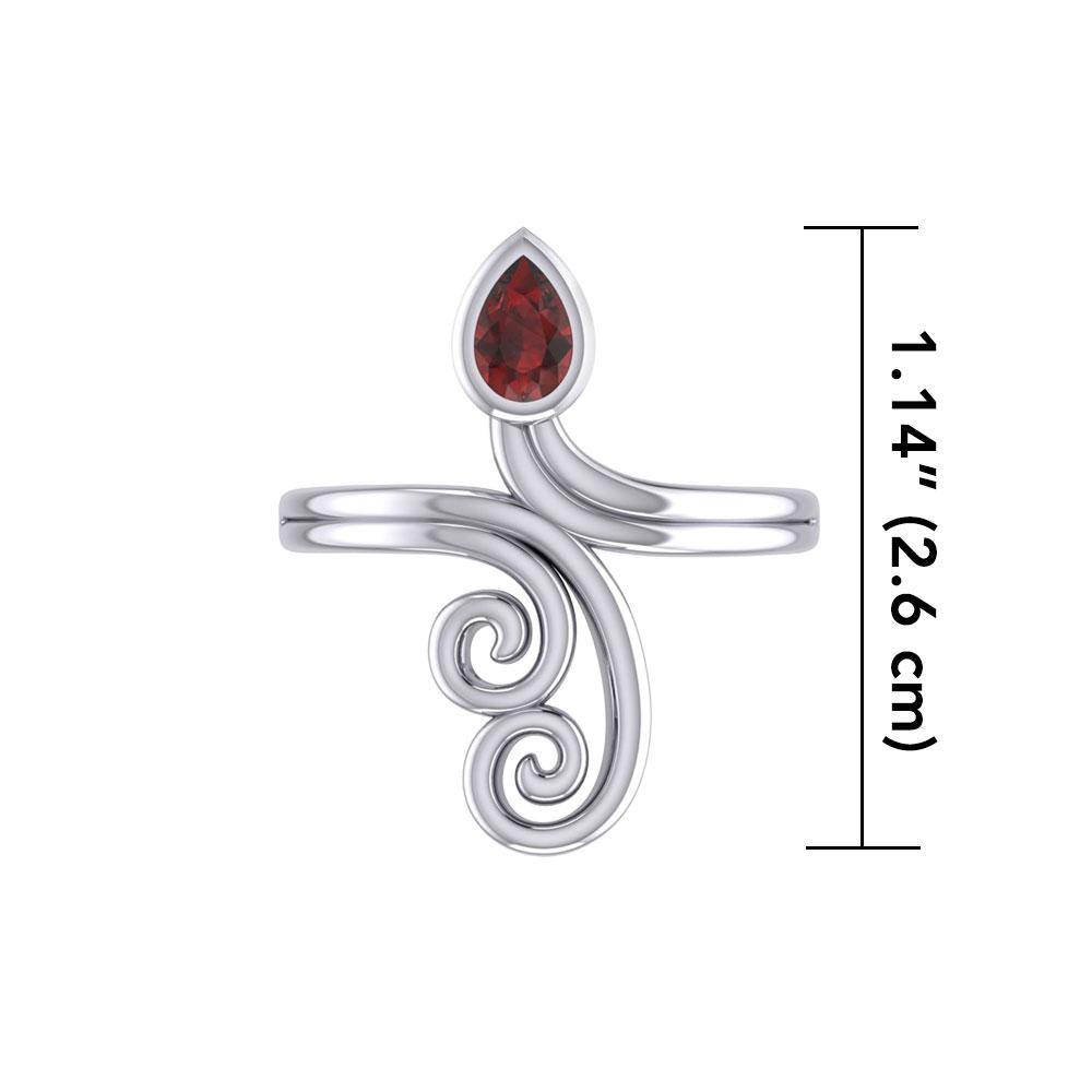 Modern Abstract Silver Ring with Teardrop Gemstone TRI1920 - Jewelry