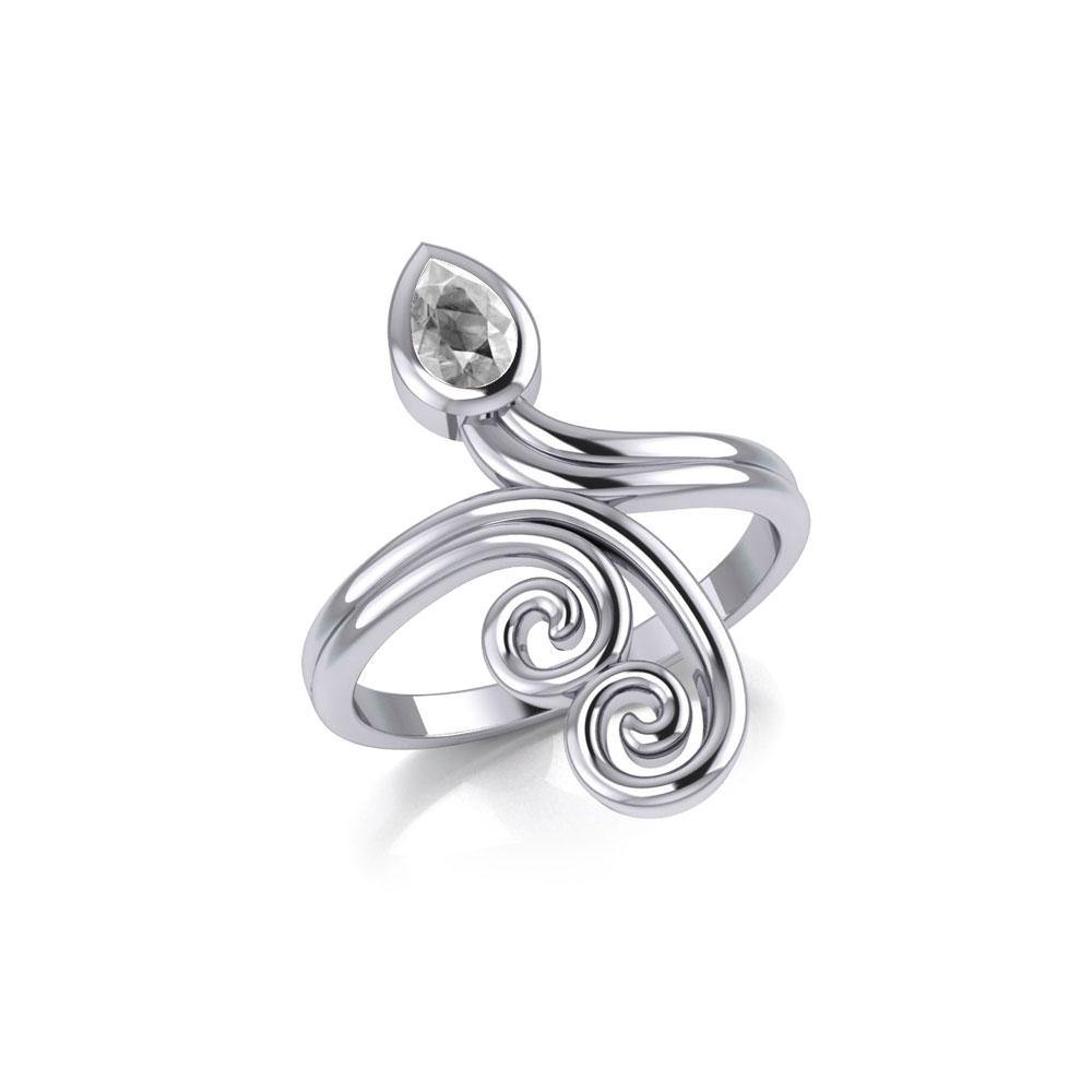 Modern Abstract Silver Ring with Teardrop Gemstone TRI1920 - Jewelry