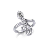 Modern Abstract Silver Ring with Teardrop Gemstone TRI1920 - Jewelry