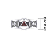 Silver Celtic Trinity Knot women Ring with Inlaid Recovery Symbol TRI1931 - Jewelry