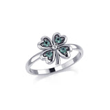 Lucky Four Leaf Clover Silver Ring with Gemstone TRI1934 - Jewelry