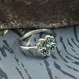 Lucky Four Leaf Clover Silver Ring with Gemstone TRI1934 - Jewelry