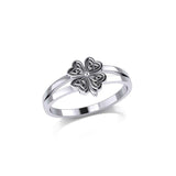 Lucky Celtic Four Leaf Clover Sterling Silver Ring TRI1936