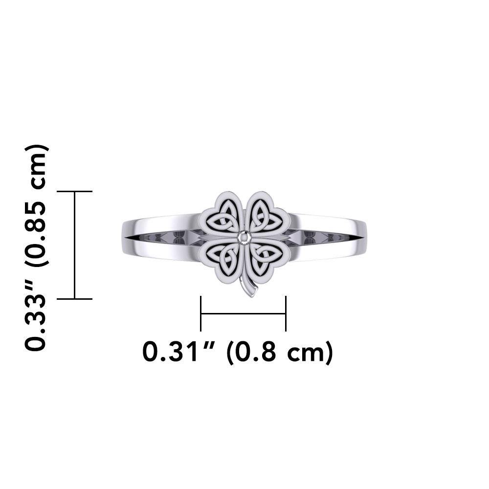 Lucky Celtic Four Leaf Clover Silver Ring TRI1936 - Jewelry