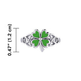 Celtic with Lucky Four Leaf Clover Silver Ring with Enamel TRI1938 - Jewelry