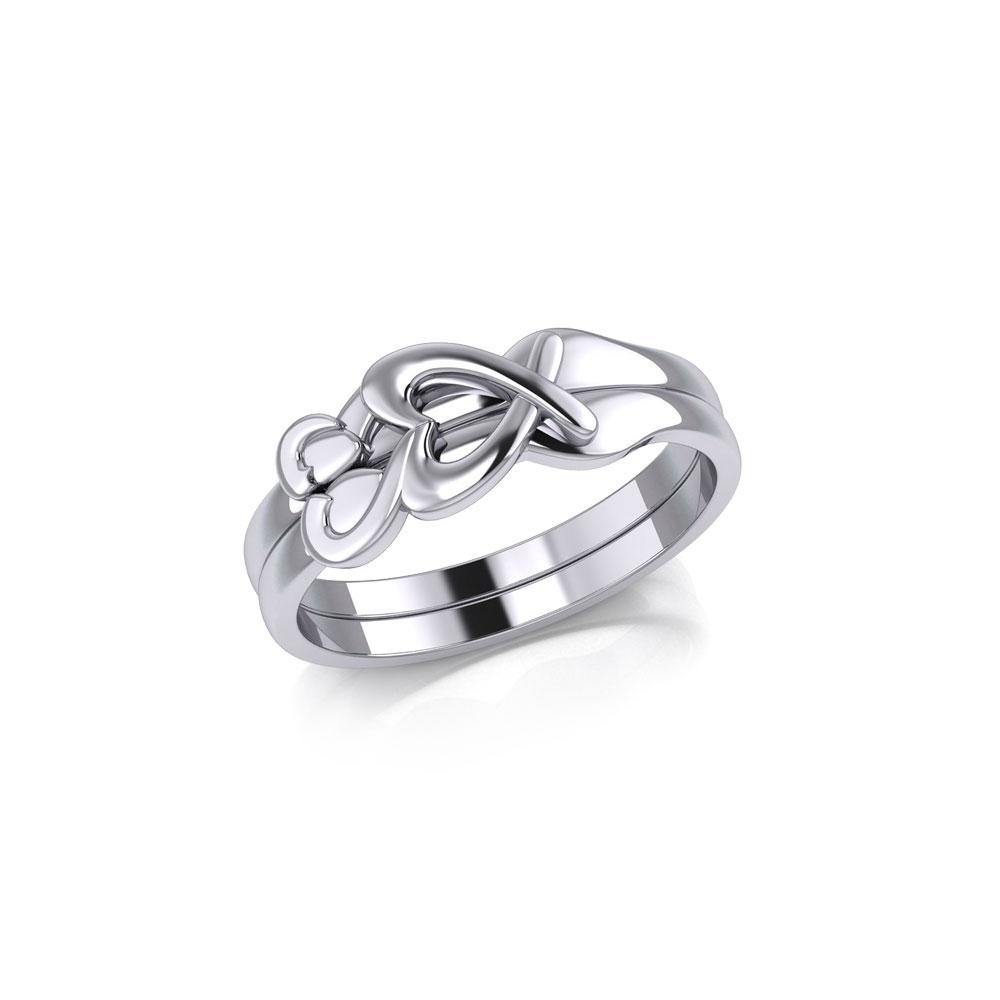 Heart Love Silver Commitment Band Ring TRI1944 - Jewelry