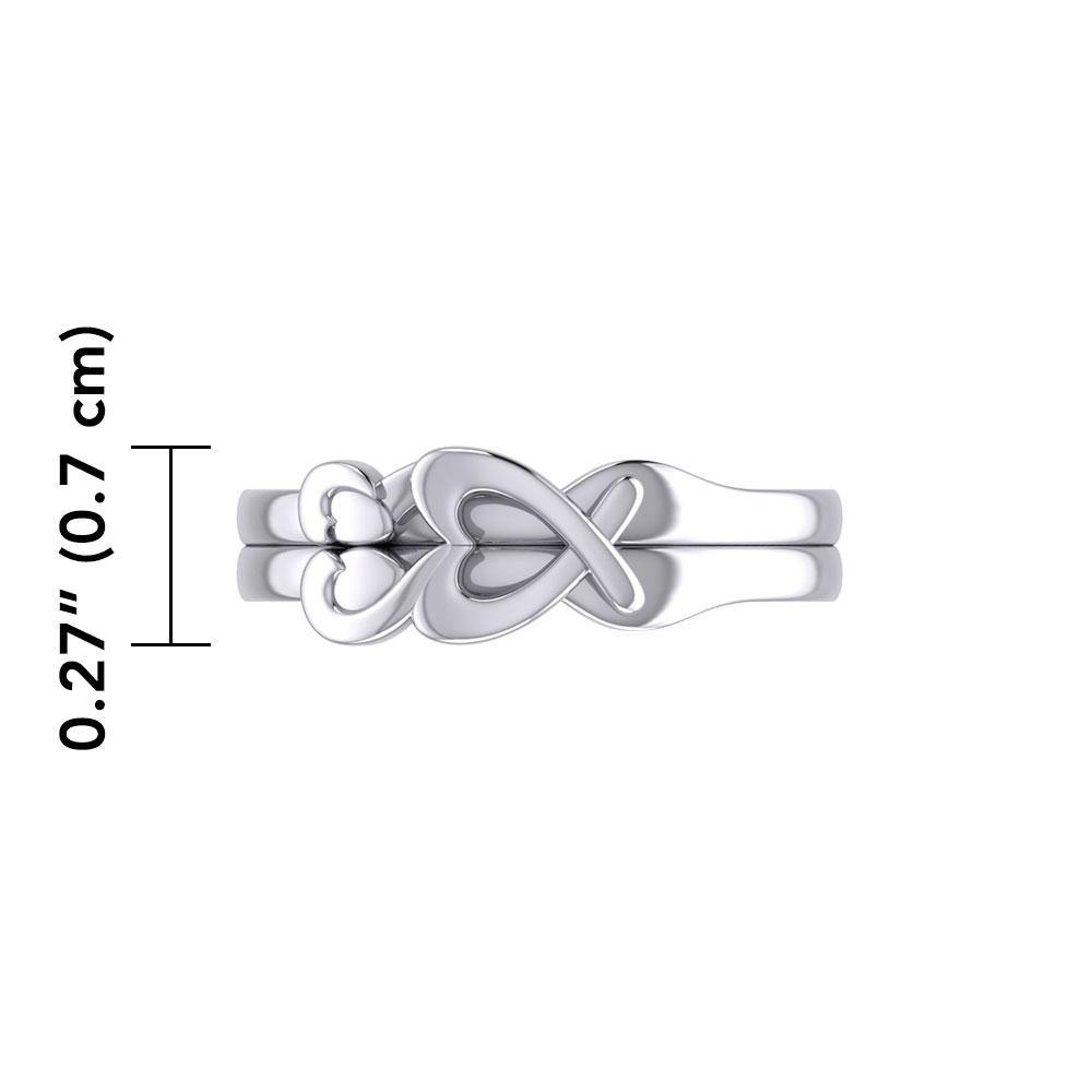 Heart Love Silver Commitment Band Ring TRI1944 - Jewelry