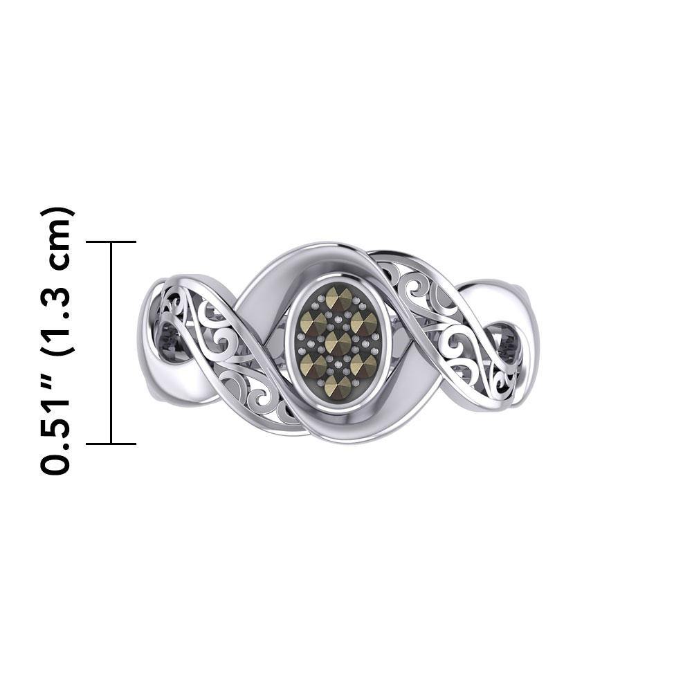 Silver Bold Filigree Ring with Gemstones TRI1945 - Jewelry