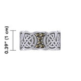 Celtic Knotwork Silver Band Ring with Gemstones TRI1949 - Jewelry