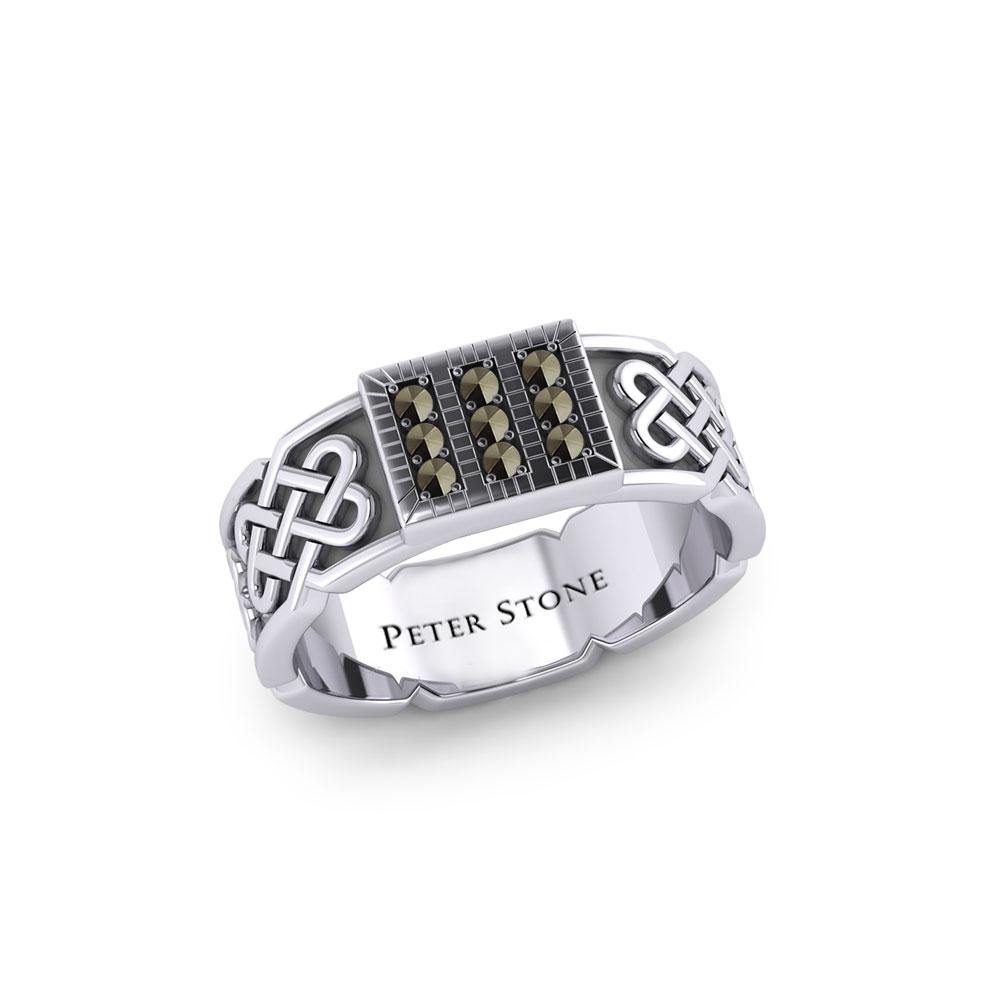 Rectangle Celtic Ring with Gemstones TRI1953 - Jewelry