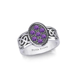 Oval Celtic Ring with Gemstones TRI1954 - Jewelry