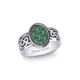 Oval Celtic Ring with Gemstones TRI1954 - Jewelry