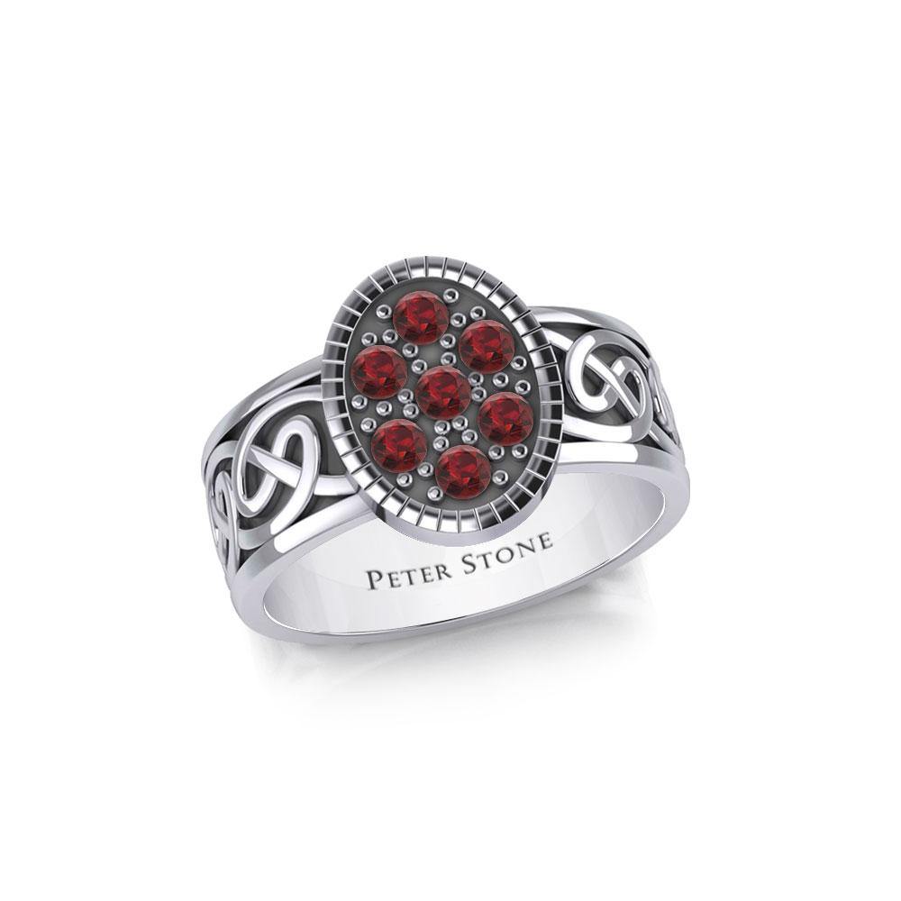 Oval Celtic Ring with Gemstones TRI1954 - Jewelry