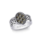 Oval Celtic Ring with Gemstones TRI1954 - Jewelry