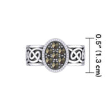 Oval Celtic Ring with Gemstones TRI1954 - Jewelry