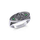 Celtic Triskele Silver Ring with Gemstones TRI1957 - Jewelry