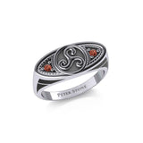 Celtic Triskele Silver Ring with Gemstones TRI1957 - Jewelry
