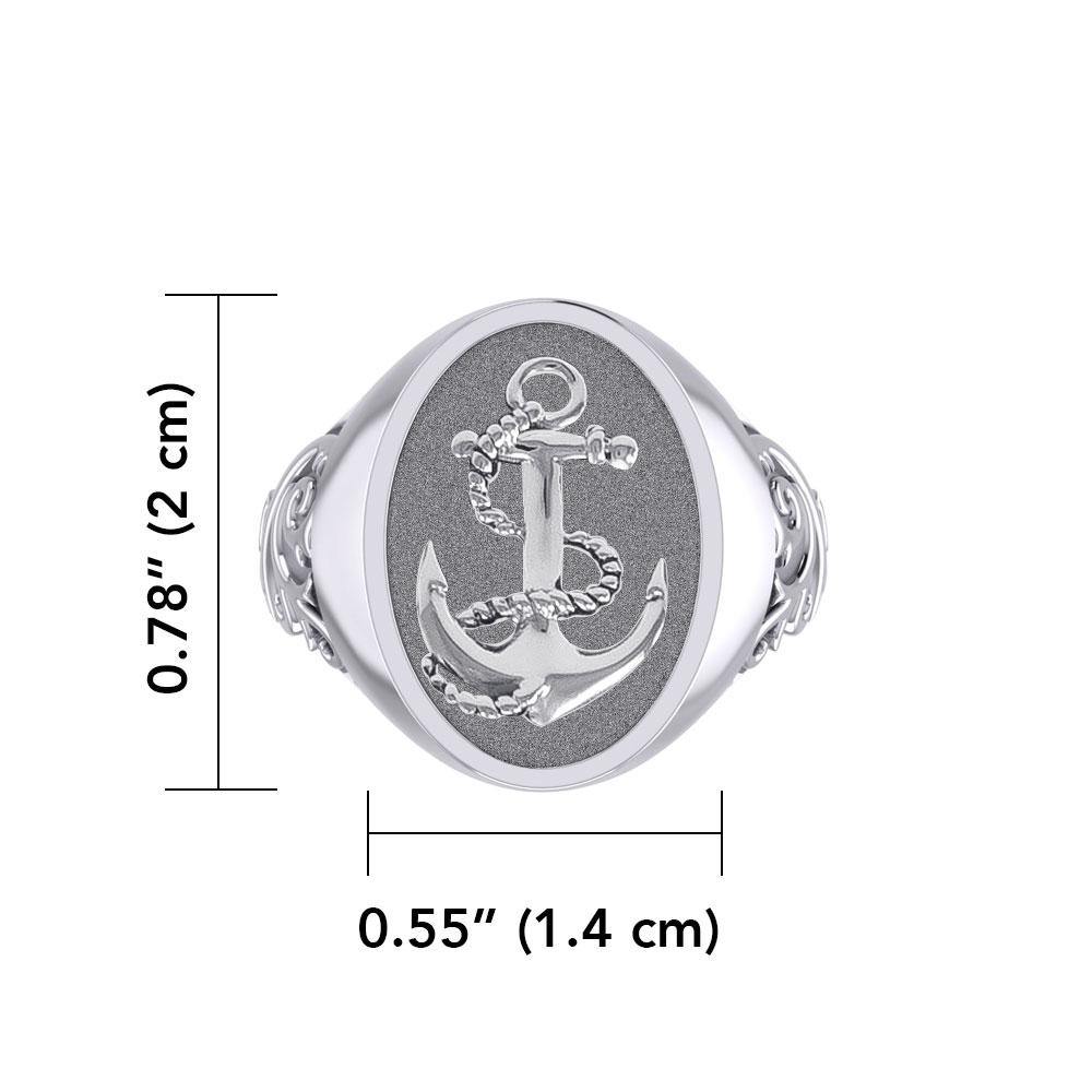 Classic Anchor Silver Signet Men Ring TRI1962 - Jewelry