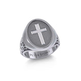 Modern Cross Sterling Silver Signet Men Ring TRI1963