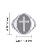 Modern Cross Silver Signet Men Ring TRI1963 - Jewelry