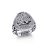 Viking Valknut Sterling Silver Signet Men Ring TRI1968