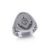 Masonic Sterling Silver Signet Men Ring TRI1970