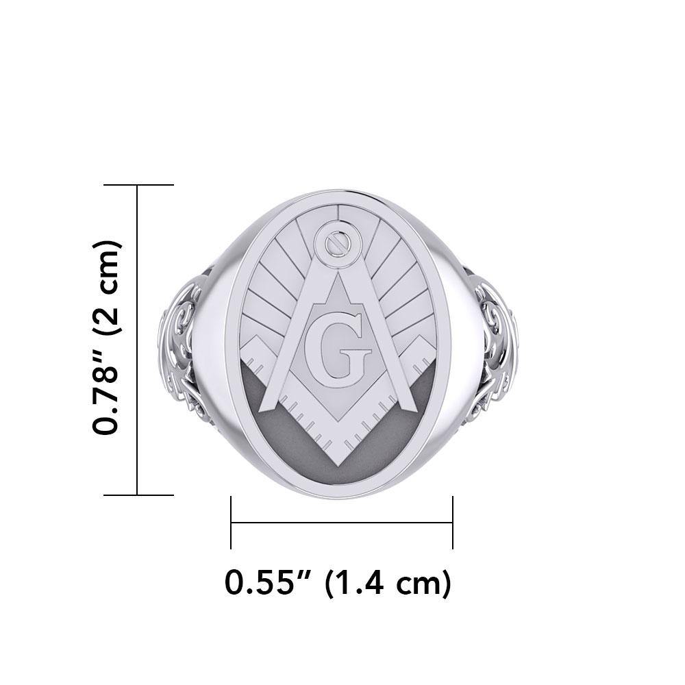 Masonic Silver Signet Men Ring TRI1970 - Jewelry
