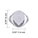 Masonic Silver Signet Men Ring TRI1970 - Jewelry