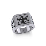 The Cross Sterling Silver Signet Men Ring with Enamel TRI1976