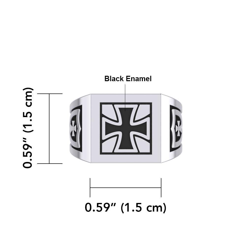 The Cross Silver Signet Men Ring with Enamel TRI1976 - Jewelry