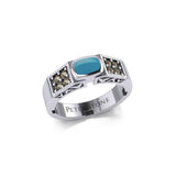 Modern Band Ring with Inlay Stone and Marcasite TRI1977 - Jewelry