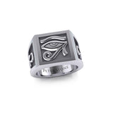 The Eye of Horus and Ankh Silver Signet Men Ring TRI1980 - Jewelry