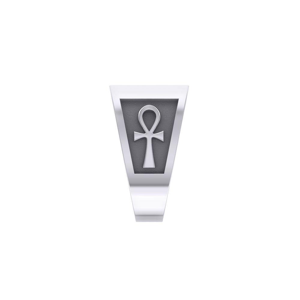 The Eye of Horus and Ankh Silver Signet Men Ring TRI1980 - Jewelry