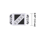 The Flag with Celtic Silver Signet Men Ring TRI1981 - Jewelry