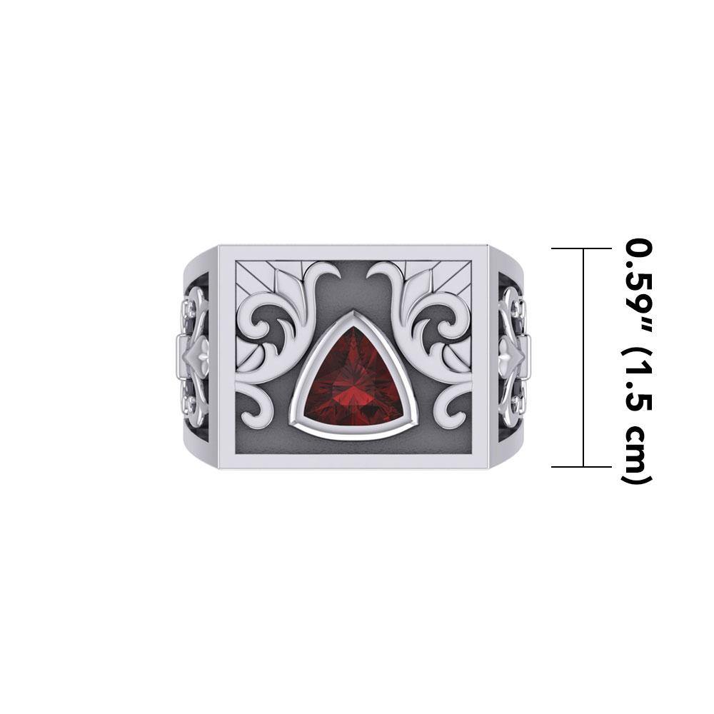 The Recovery with Fleur de lis Silver Signet Men Ring TRI1982 - Jewelry