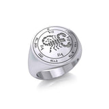 Fifth Pentacle of Mars Silver Signet Men Ring TRI1988