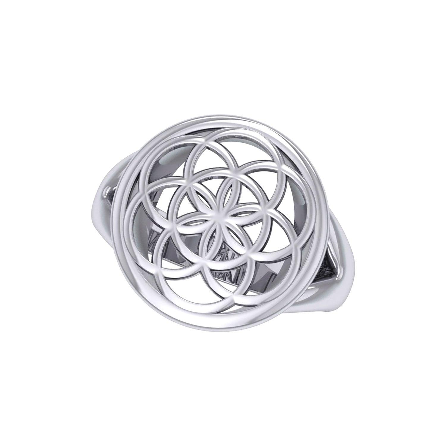 Flower Of Life Silver Ring TRI201 - Jewelry