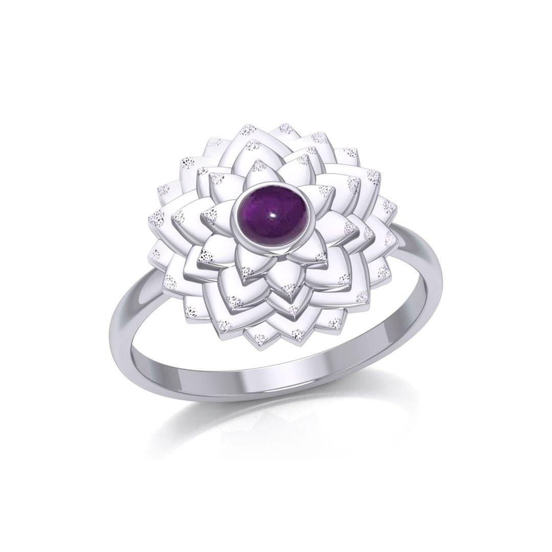 Sahasrara Crown Chakra Sterling Silver Ring with Gem TRI2089 - Jewelry