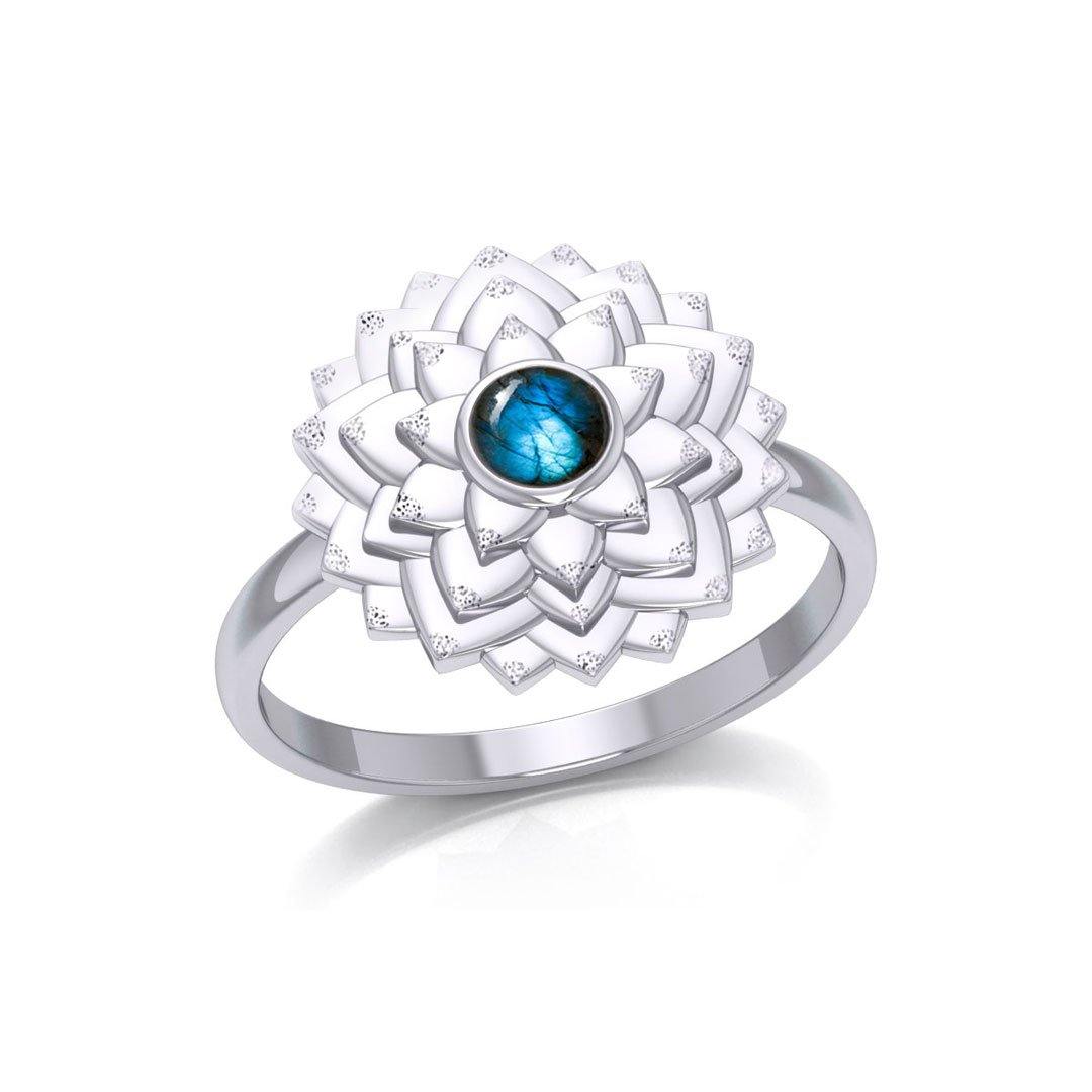 Sahasrara Crown Chakra Sterling Silver Ring with Gem TRI2089 - Jewelry