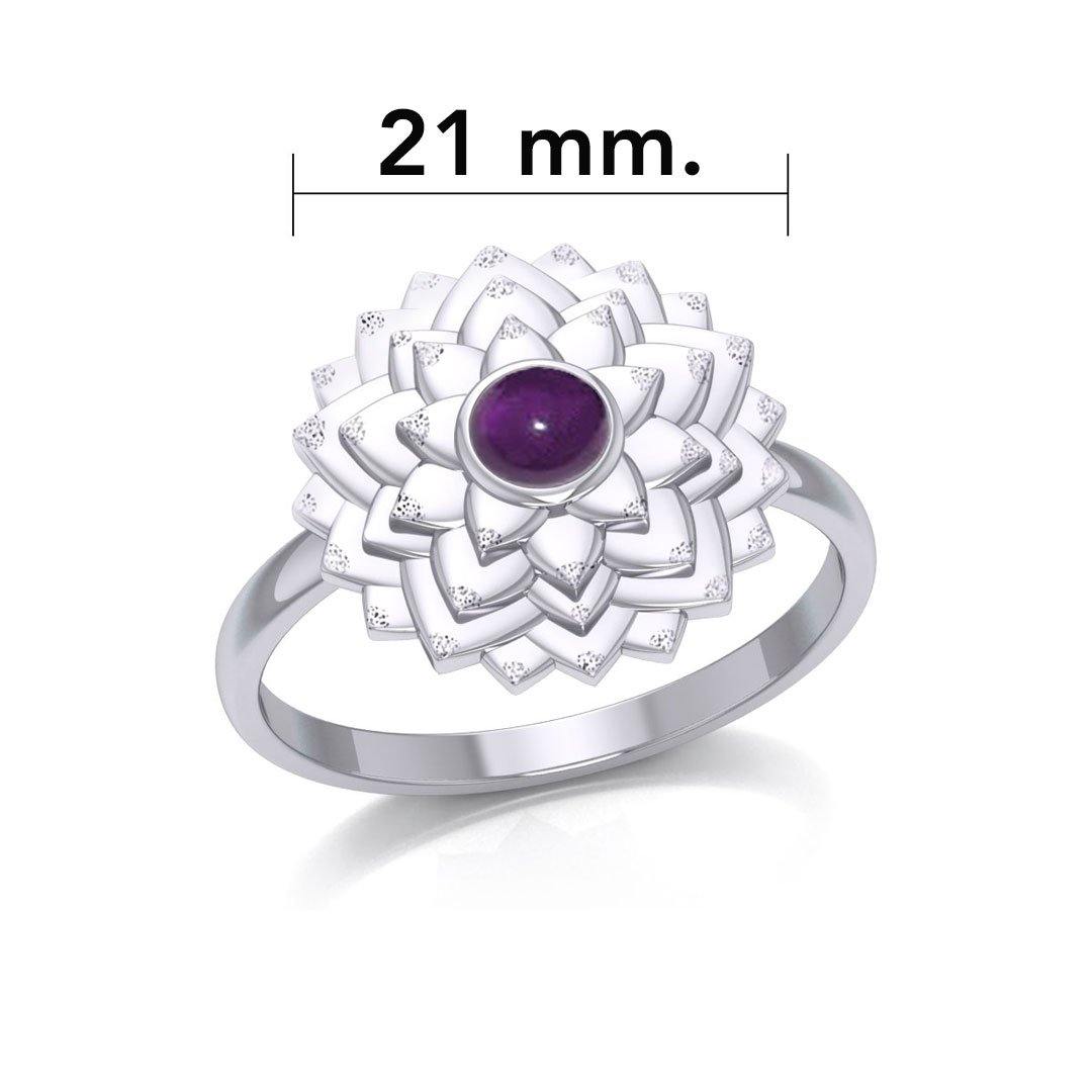 Sahasrara Crown Chakra Sterling Silver Ring with Gem TRI2089 - Jewelry
