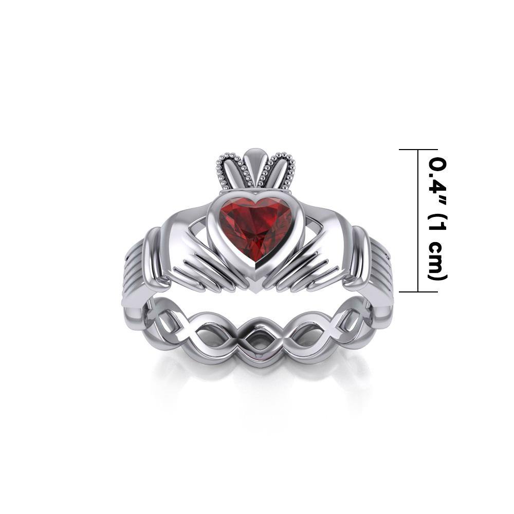 Claddagh with Gemstone Silver Ring TRI2104 - Jewelry