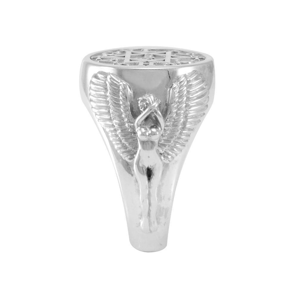 Angel Talisman Occult Large Sterling Silver Ring TRI2153 - Jewelry