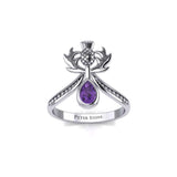 Thistle Silver Ring with Teardrop Gemstone TRI2156 - Jewelry