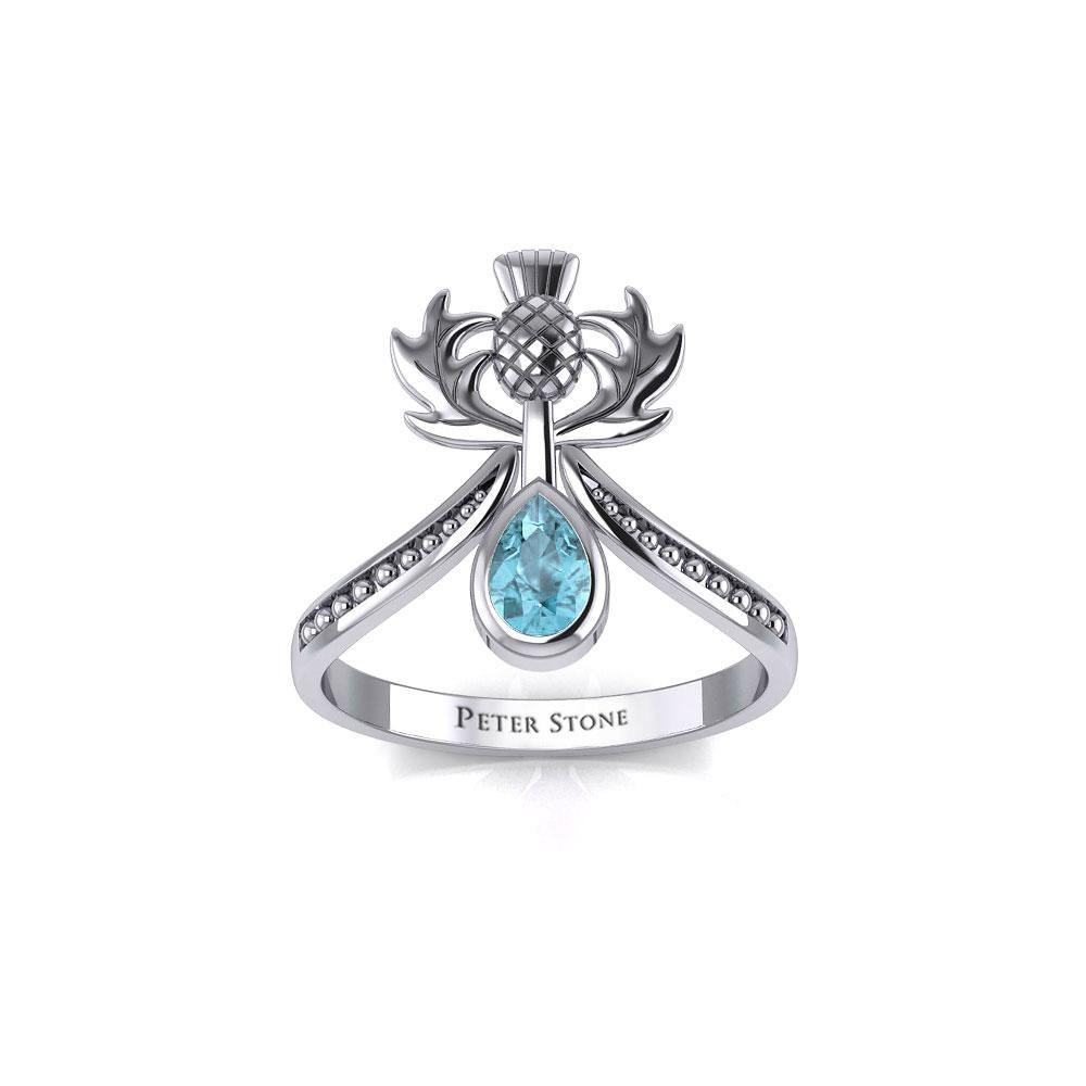 Thistle Silver Ring with Teardrop Gemstone TRI2156 - Jewelry