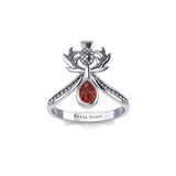 Thistle Silver Ring with Teardrop Gemstone TRI2156 - Jewelry