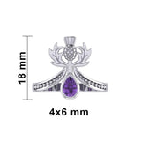 Thistle Silver Ring with Teardrop Gemstone TRI2156 - Jewelry