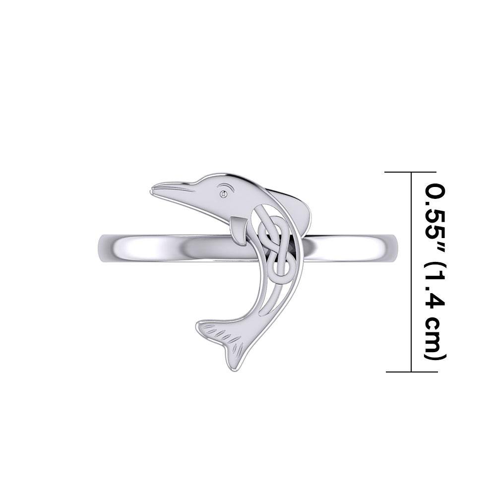 Celtic Joyful Dolphin Sterling Silver Ring TRI2164 - Jewelry