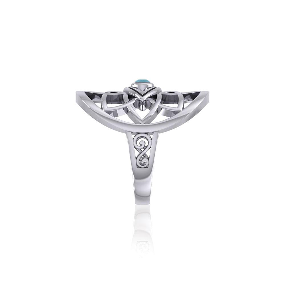 Flower of Life Eye Silver Ring with Gem TRI2168 - Jewelry