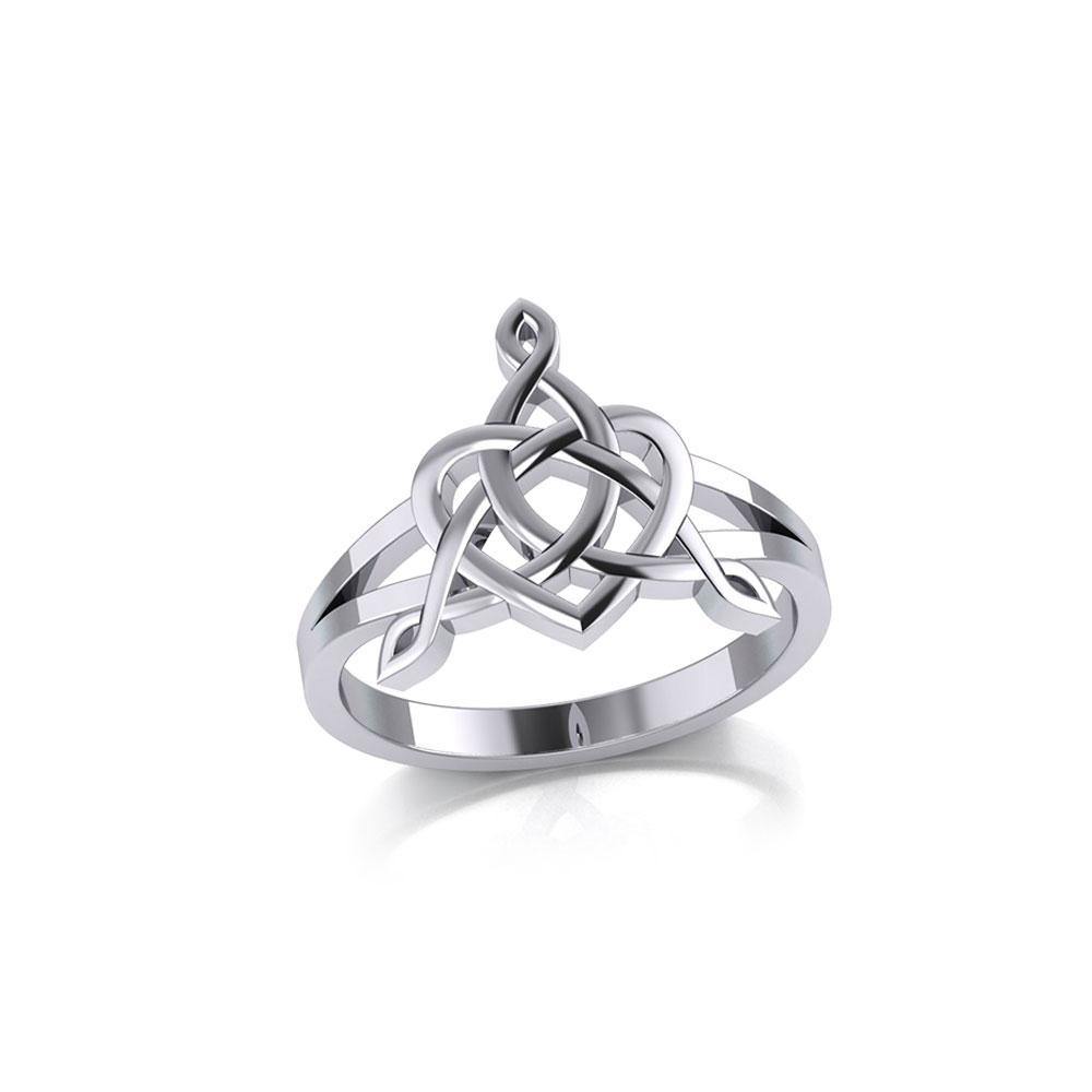 Celtic Father-Mother-Child "Family A Born For Eternity" Triquetra or Trinity Heart Silver Ring TRI2261 - Jewelry